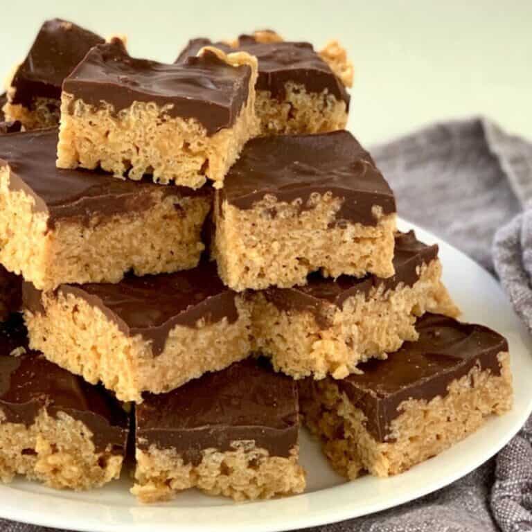 A plate of gluten free Oh Henry Bars.