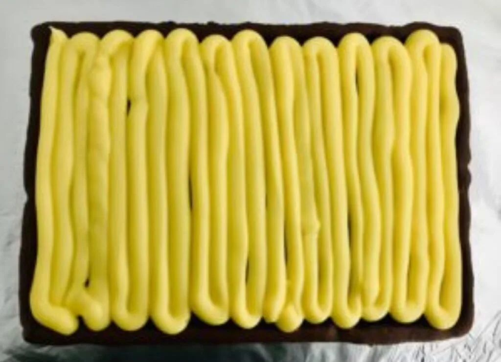 A cake with a bavarian cream layer.