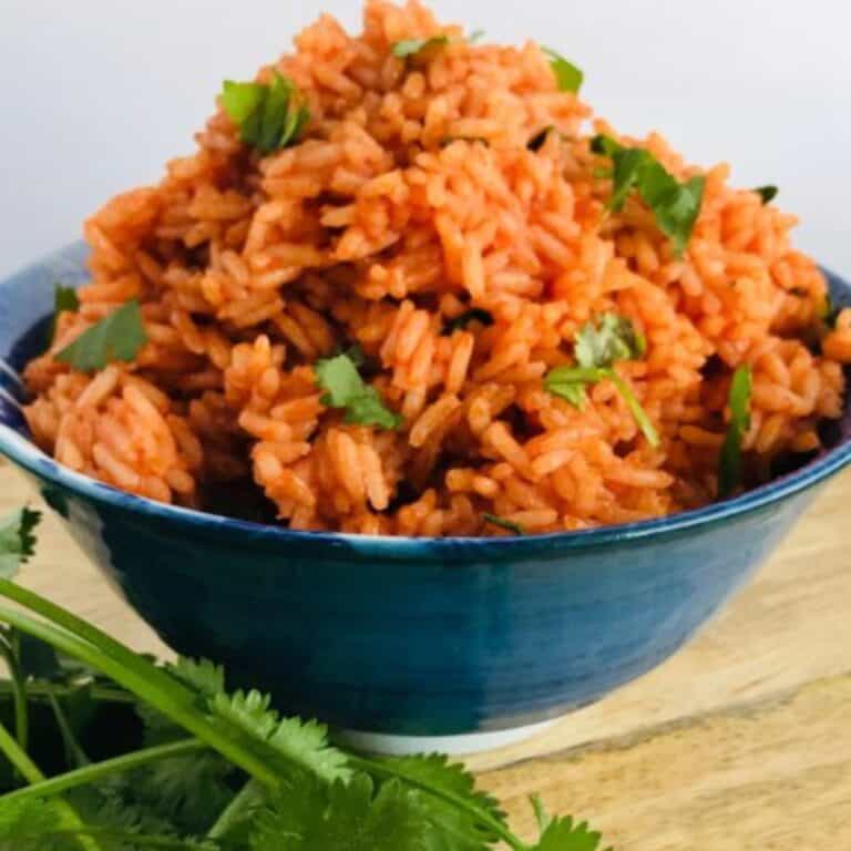 A very full bowl of Gluten Free Mexican Rice.