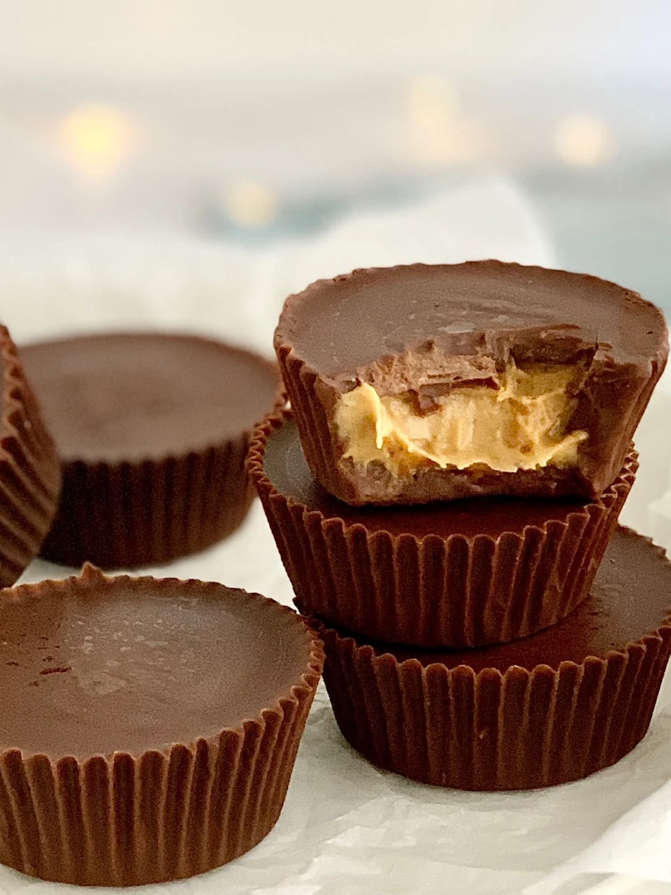 A small stack of peanut butter cups