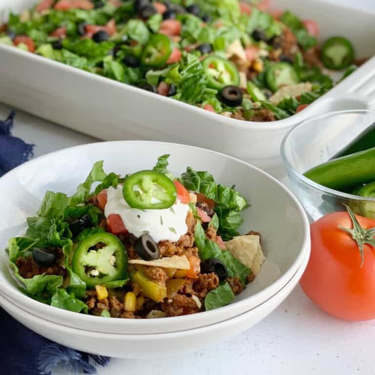 A bowl of Gluten Free Taco Bake.