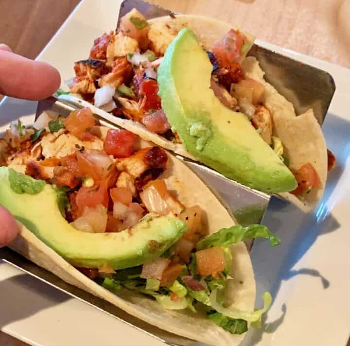 Chile-citrus carnitas tacos with corn tortillas at Taqueria 27
