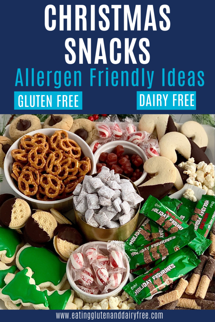 a variety of treats on a Christmas dessert board
