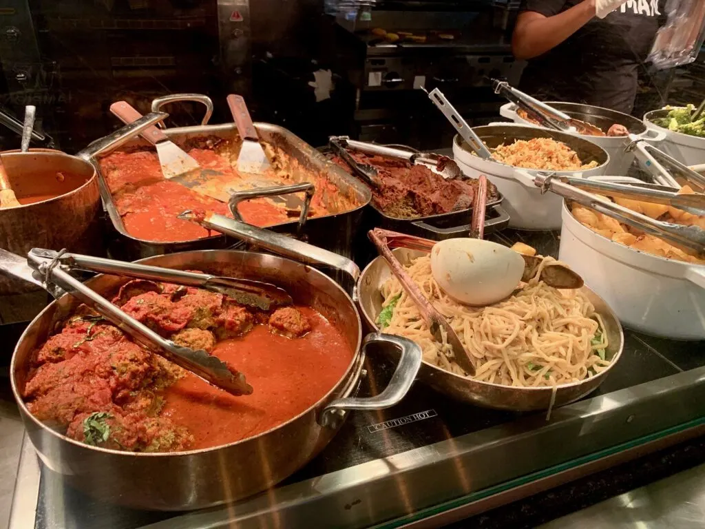 several different meal options at a the Hu Kitchen in New York City