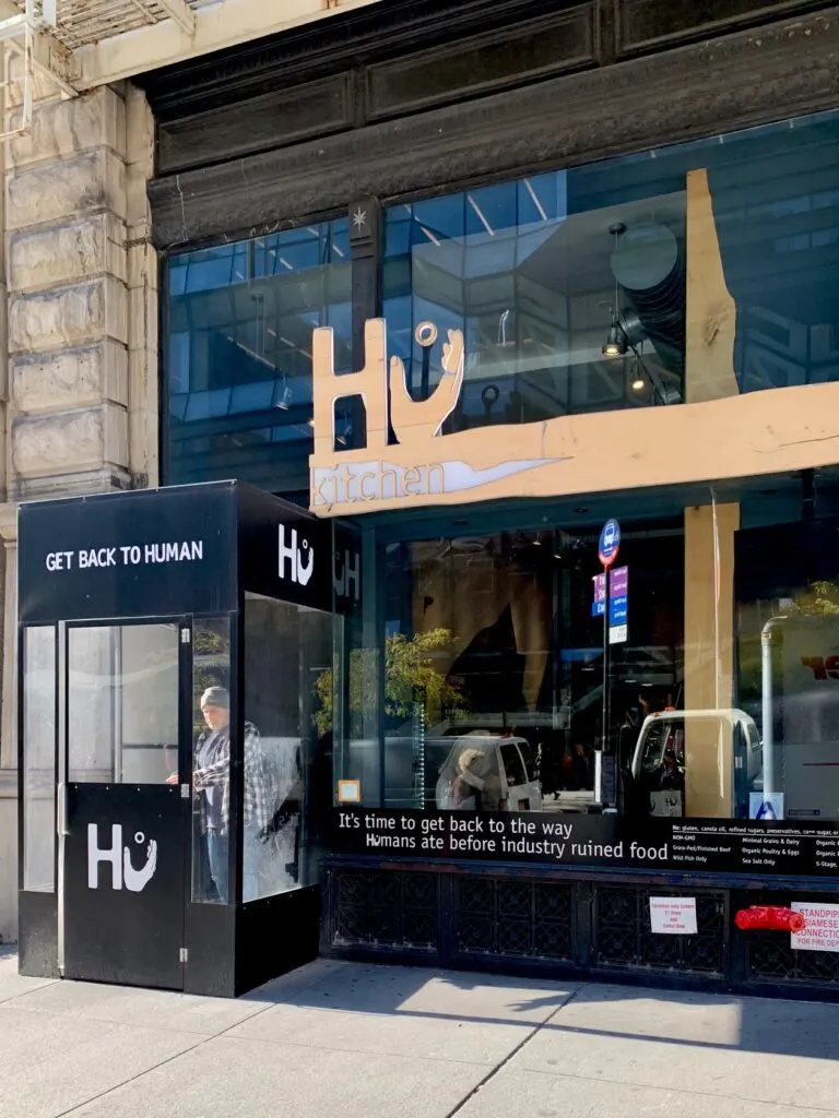 a picture of the restaurant front of Hu Kitchen in New York City