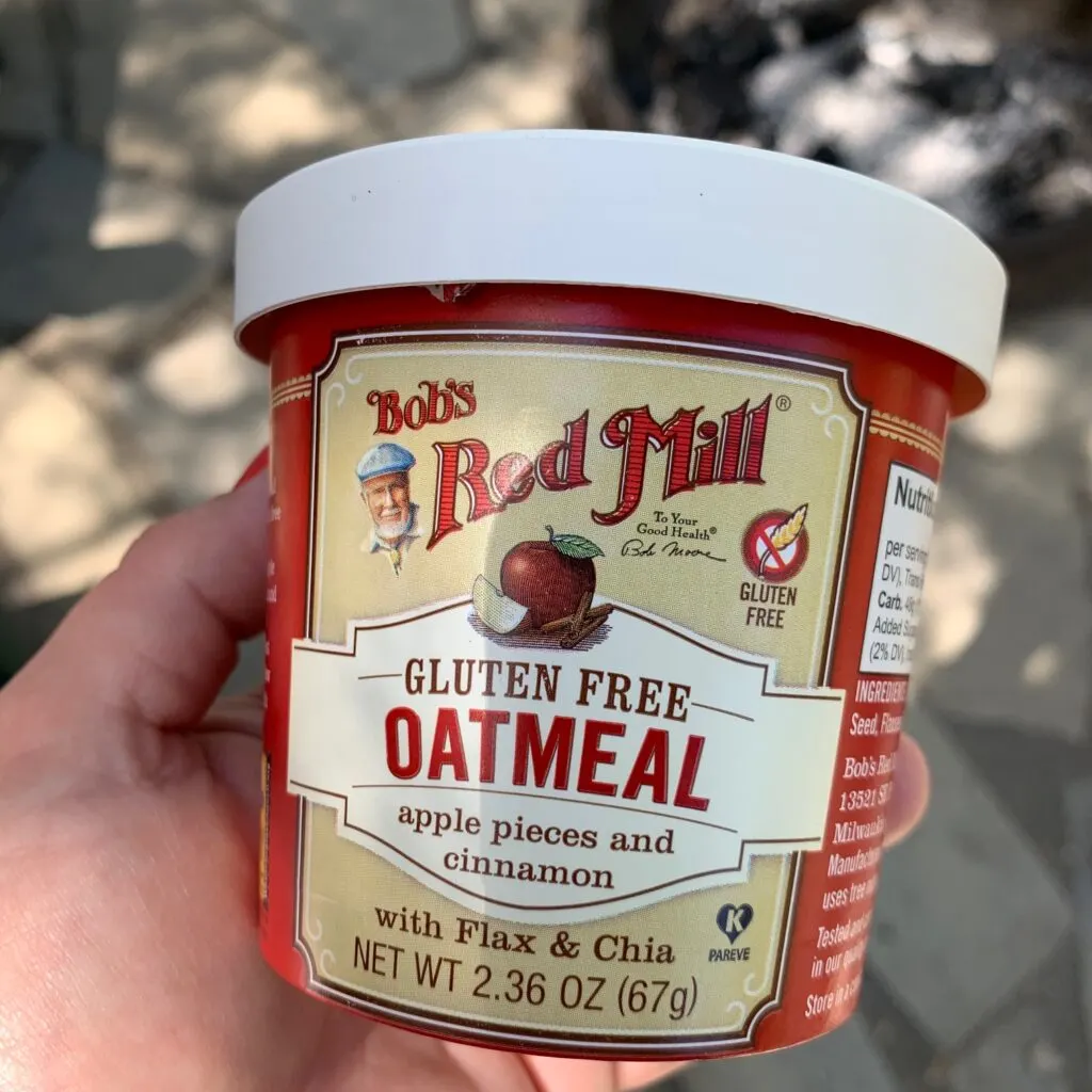 a single serve Bob's Red Mill gluten free oatmeal container 