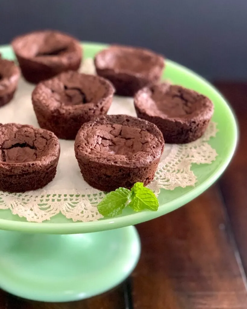 A plate of brownie bites. 