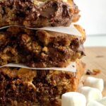 a stack of s'more cookie bars