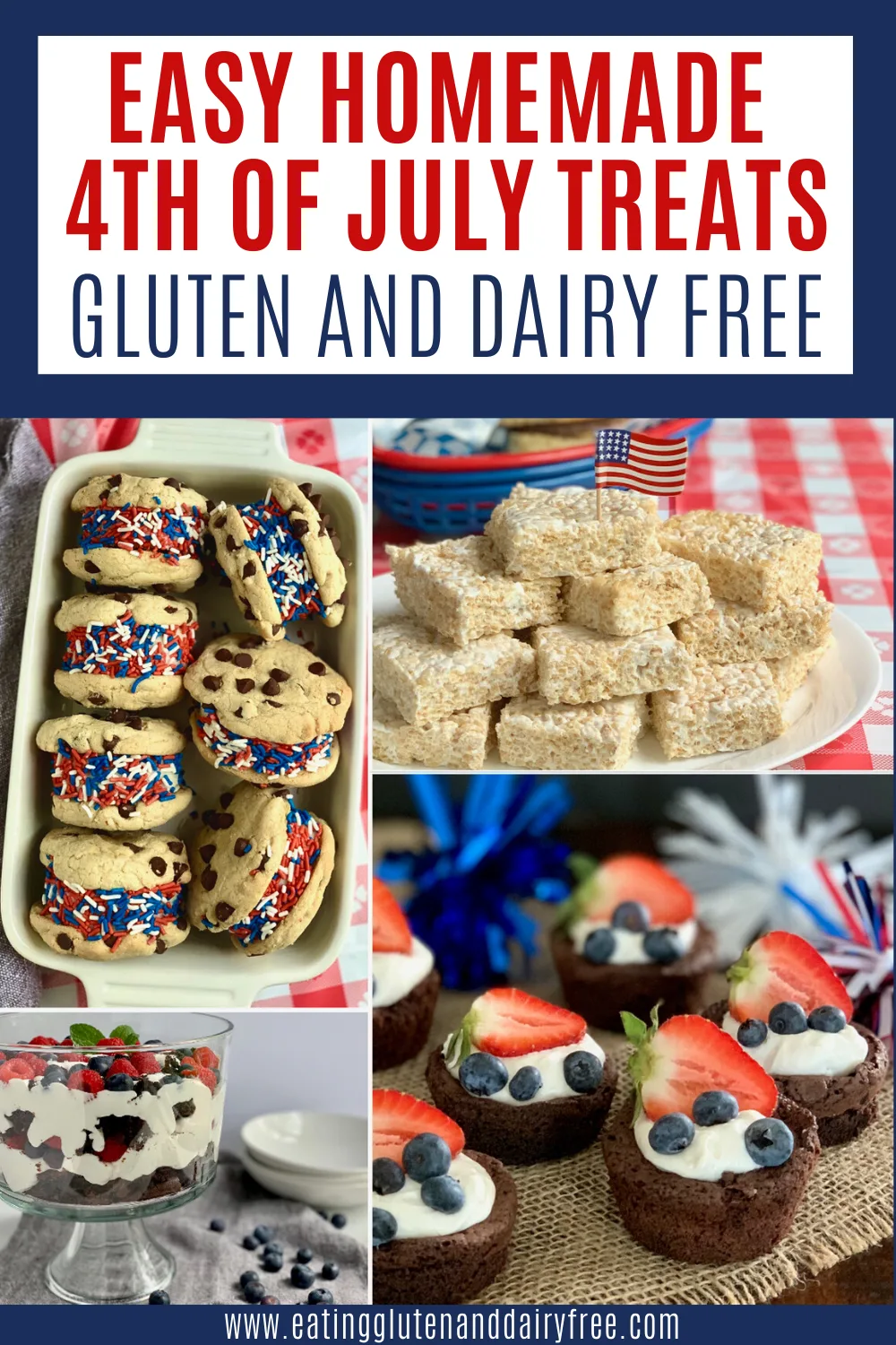 Several different 4th of July desserts.
