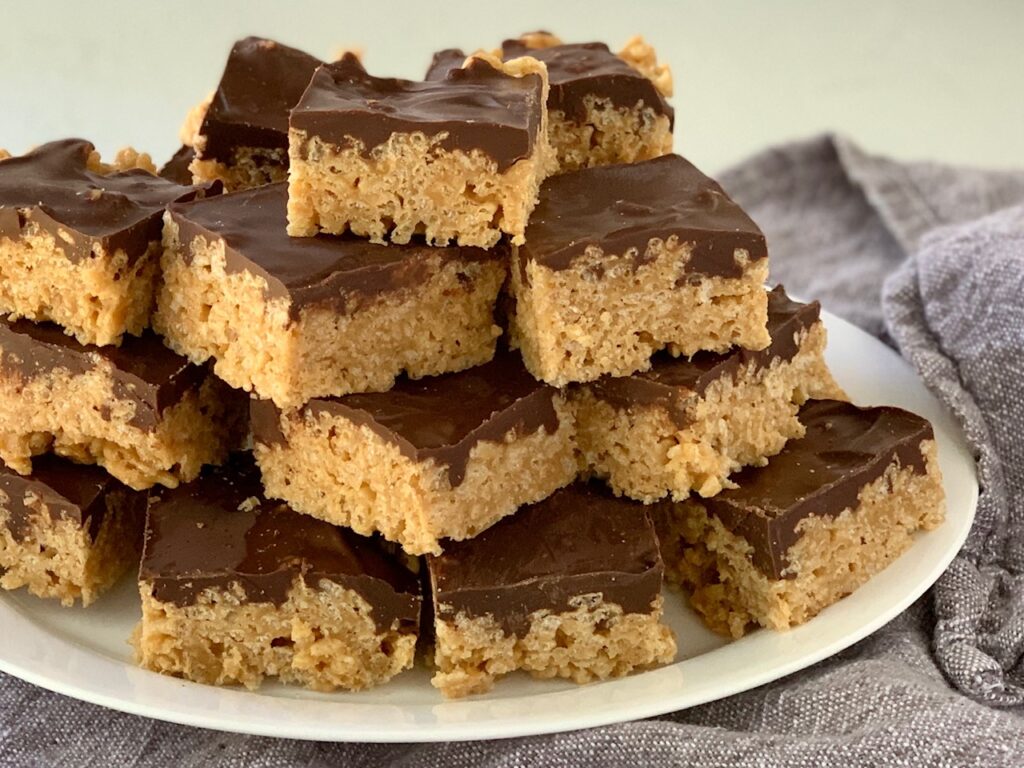 A large platter of Oh Henry Bars.