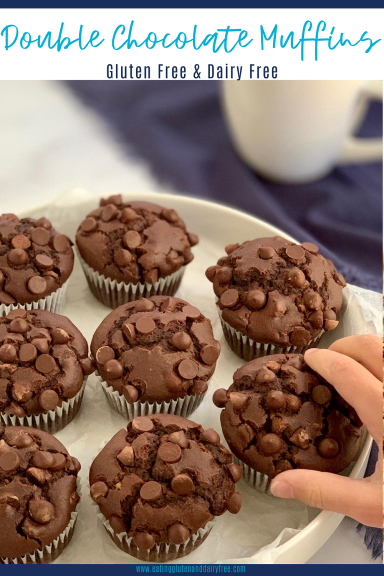 Rich and moist gluten and dairy free double chocolate muffins