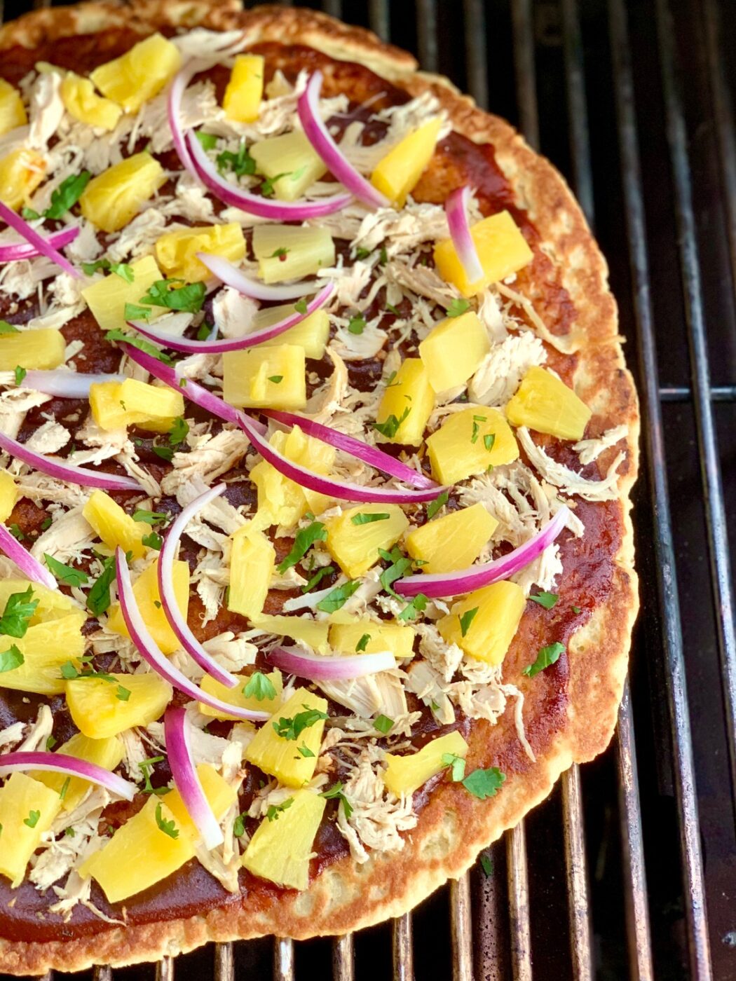 Grilled Hawaiian BBQ Chicken Pizza - Eating Gluten and Dairy Free