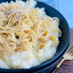 Close up looking at a bowl of Gluten Free Chicken Noodles.
