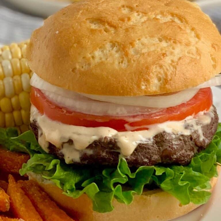 In and Out Burger Sauce on a gluten free dairy free burger.