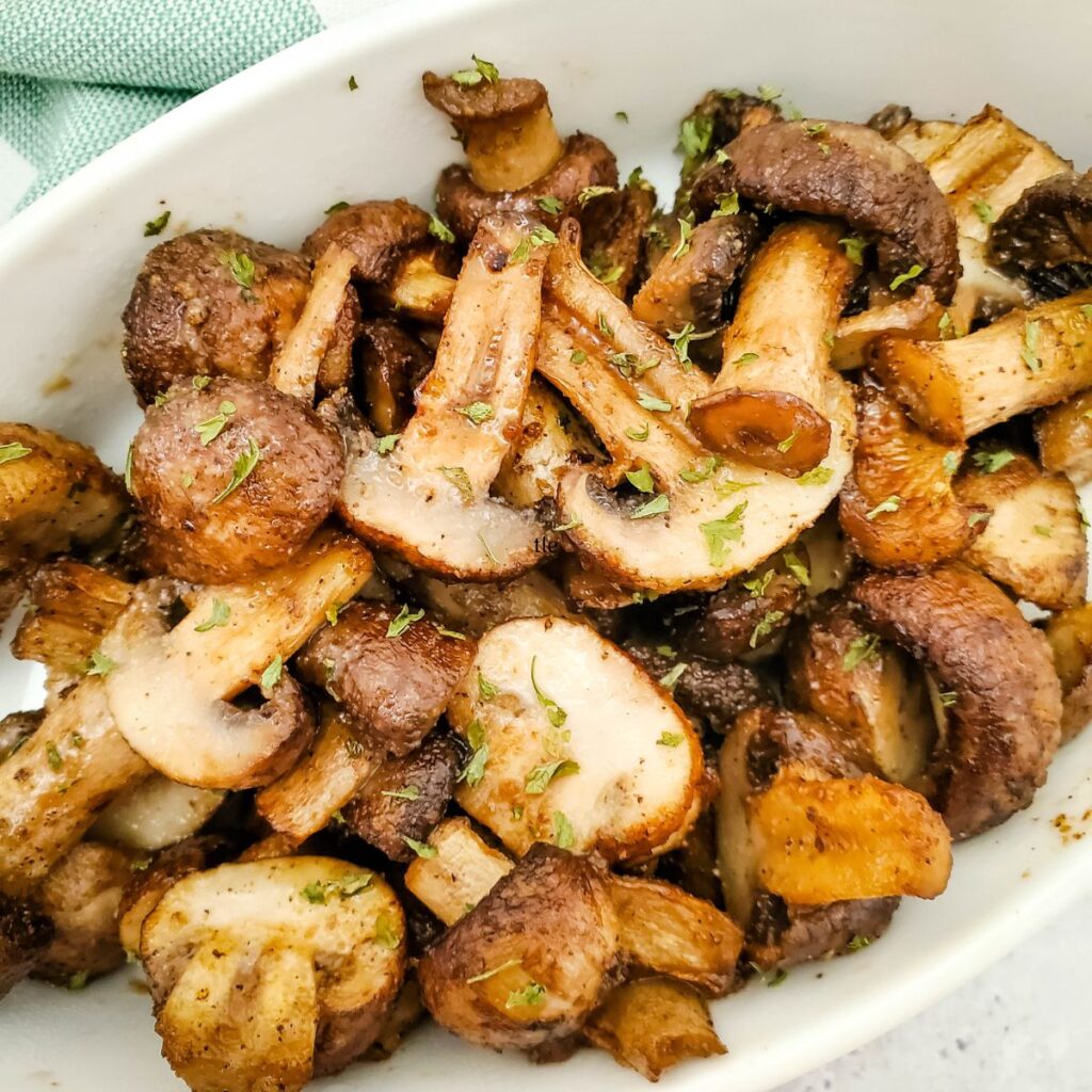 Mushrooms air fried in a bowl.