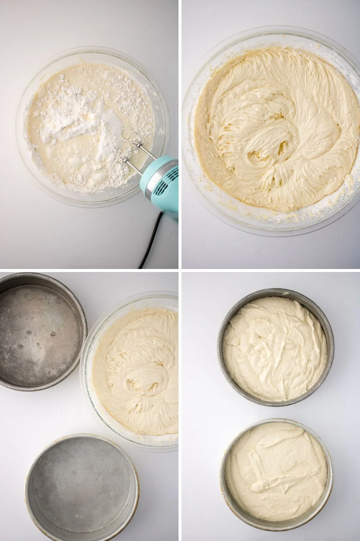 In proces collage of images on how to make an eggnog cake.