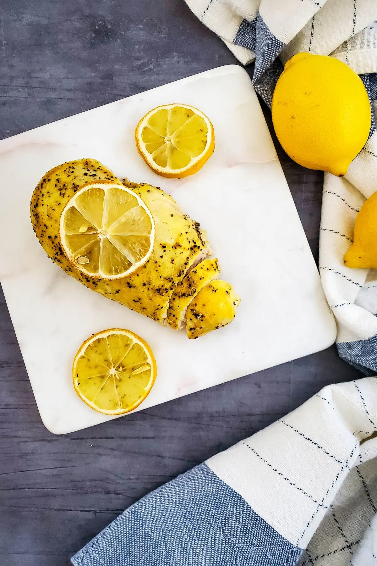 Lemon pepper chicken with lemon.