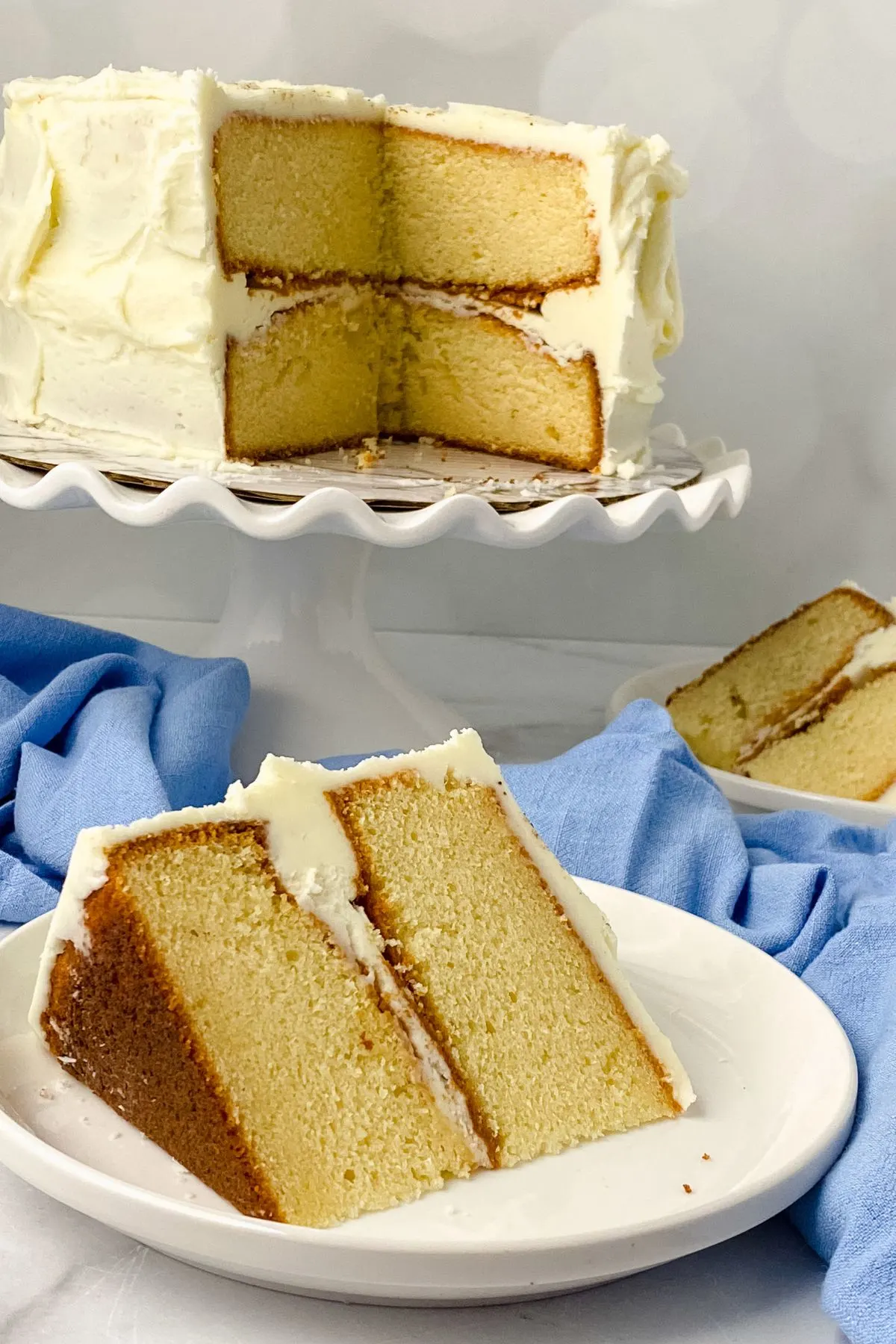 A slice of gluten free eggnog cake.