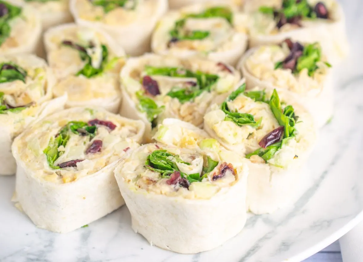 Cranberry Apple Walnut Chickpea Salad Pinwheels