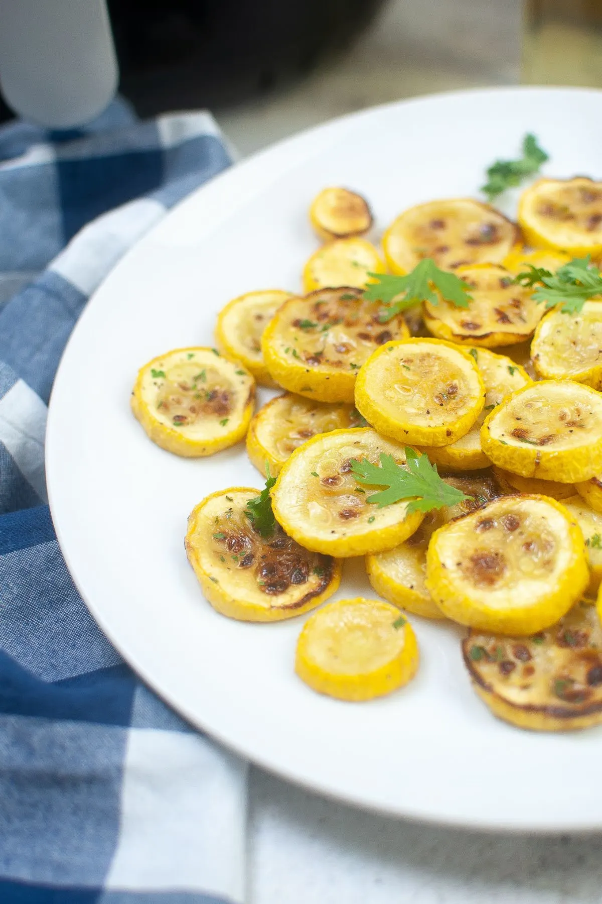 Plate of Air Fryer Yellow Squash.