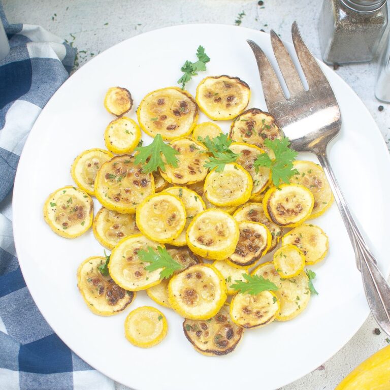 A plate of Air Fryer Squash.