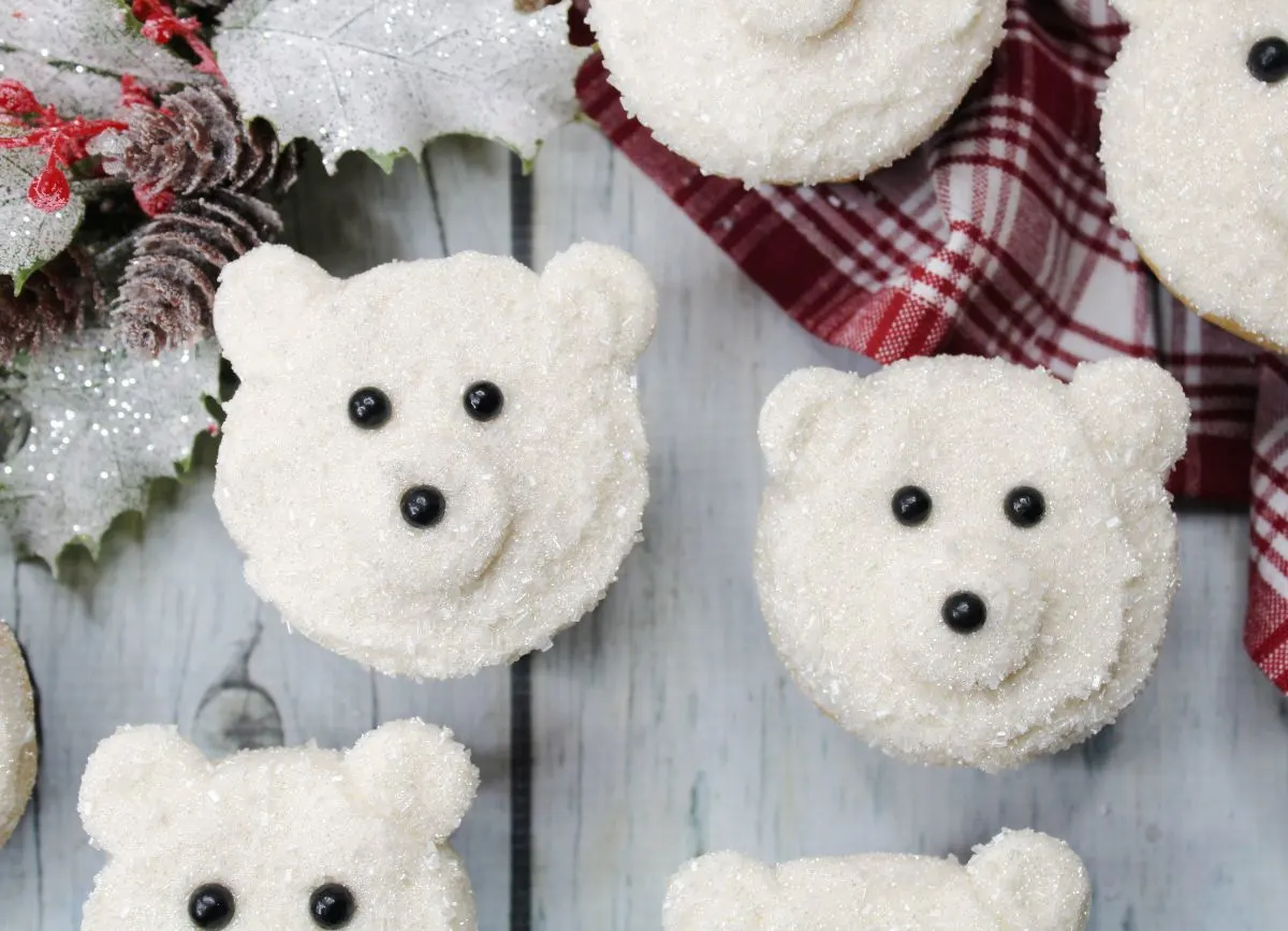 Looking down on a few who made polar bear cupcakes.