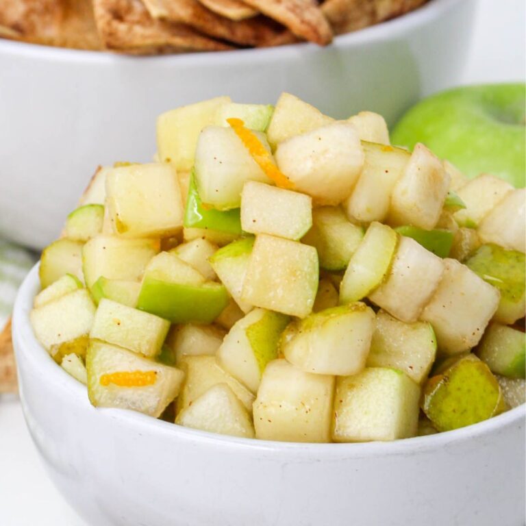 Closely looking at cinnamon sugar diced apples.