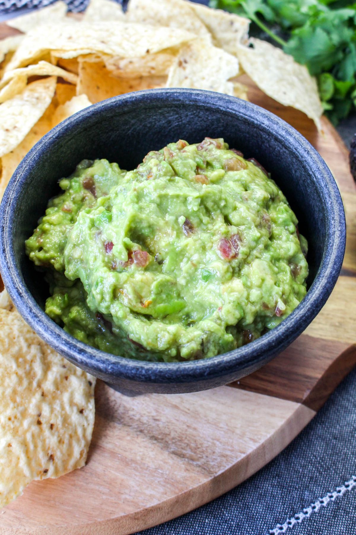 A bowl of two ingredient guacamole.