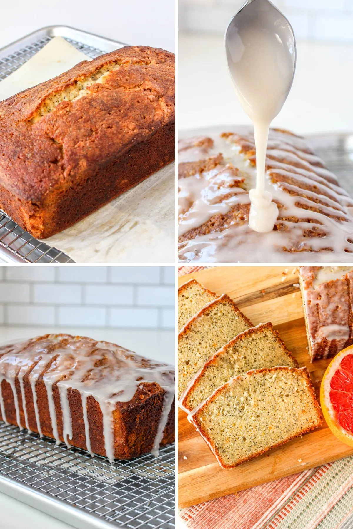 Because of images showing the last few steps of how to make glazed grapefruit bread.