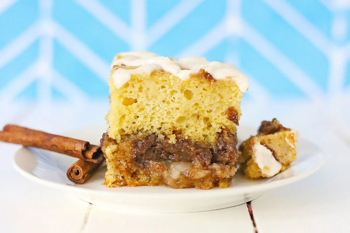 A piece of Crockpot cinnamon cake.