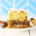 A piece of cinnamon bun cake from the slow cooker.