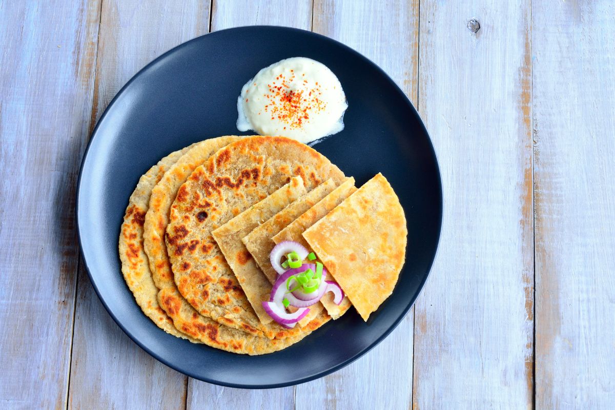 A plate of thin, crispy lavash bread.