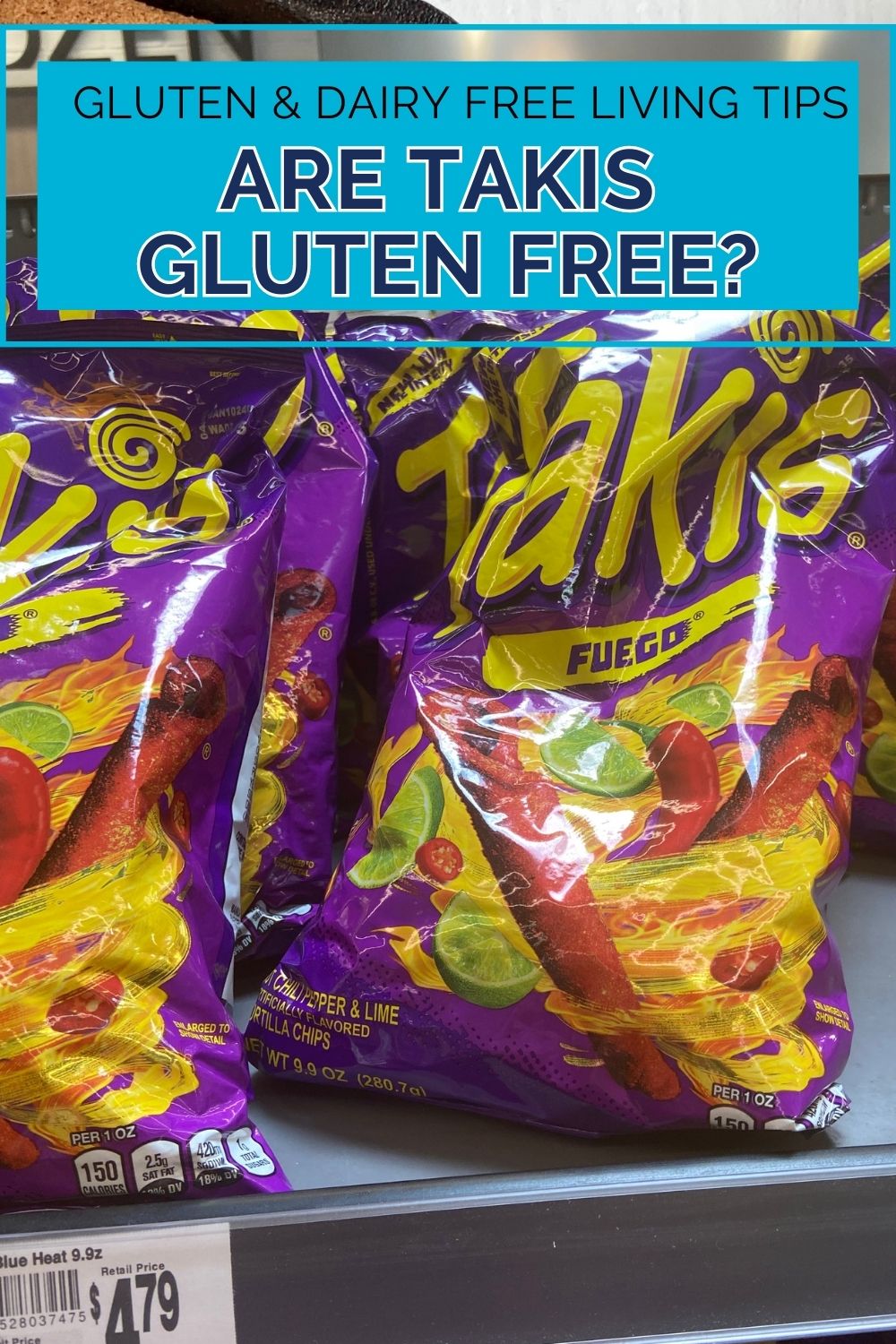 A few bags of Takis and text overlay that says Are Takis gluten free?