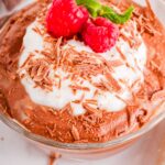 Close up looking at a bowl of Dairy Free Chocolate Mousse.