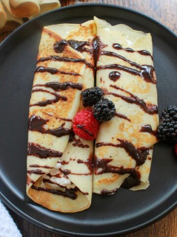 Gluten Free Crepes with chocolate and berries.