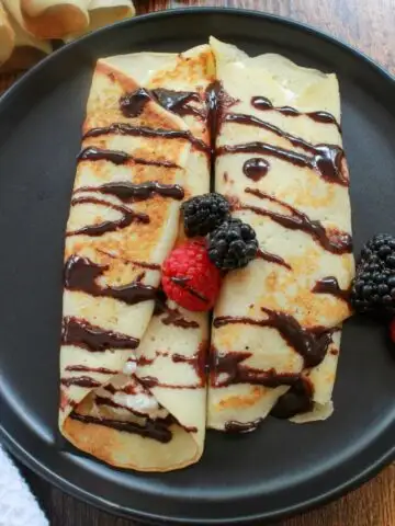 Gluten Free Crepes with chocolate and berries.